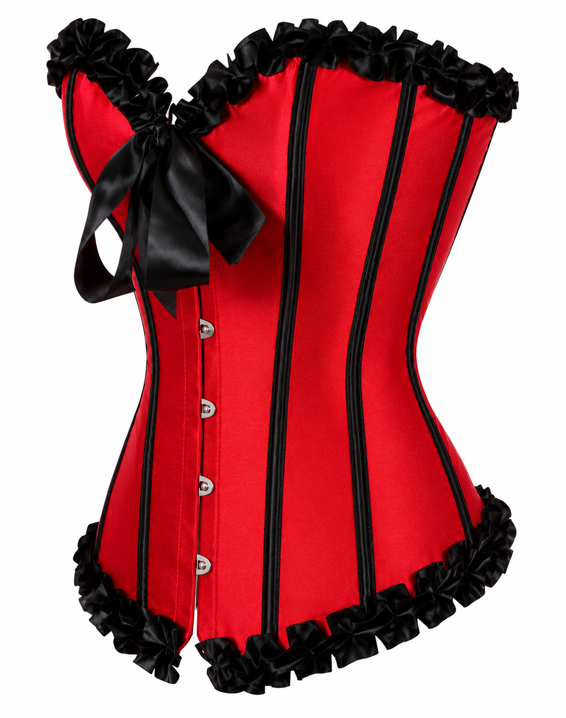 Scarlet Shadow red satin corset side view