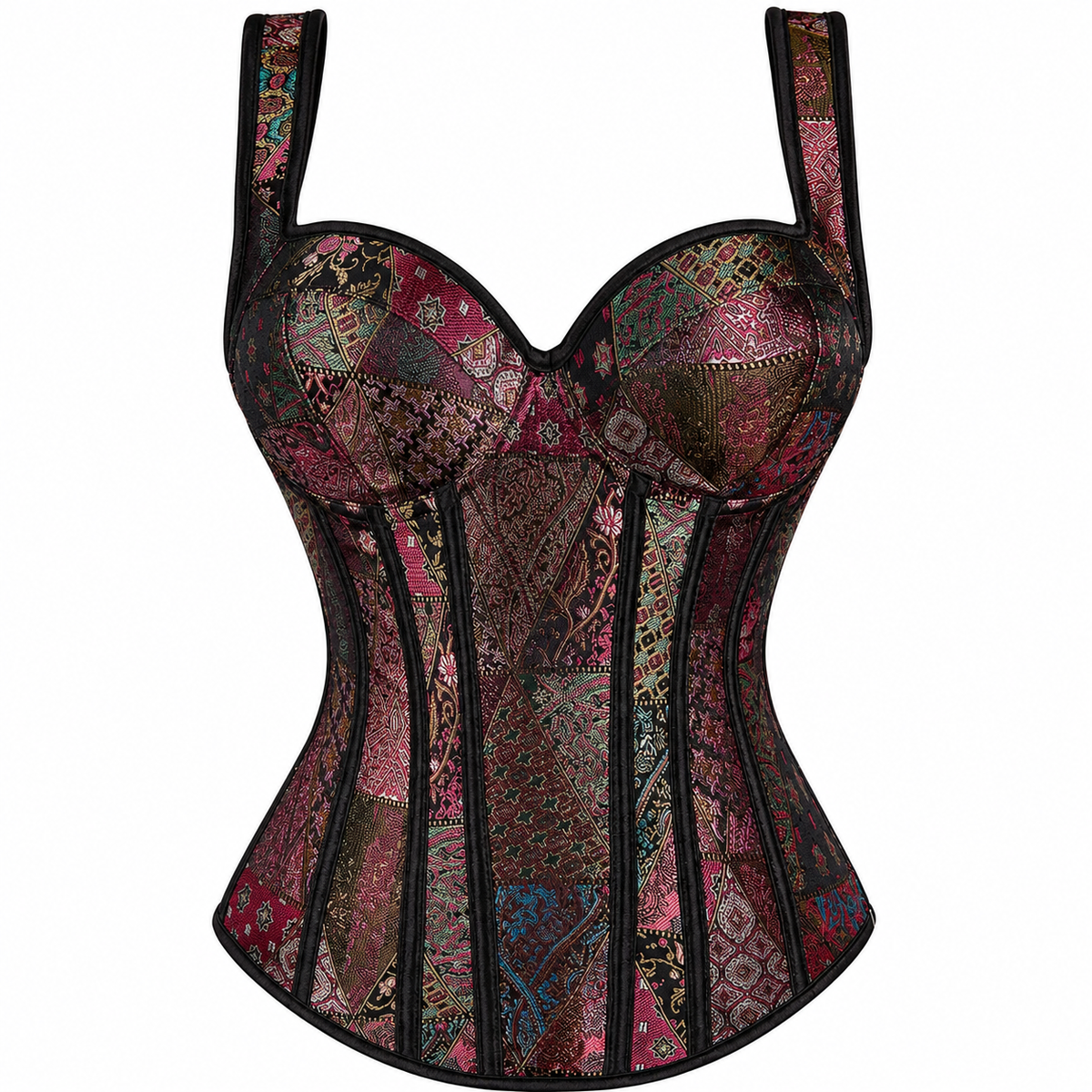 Regal Rebellion burgundy brocade corset by KDDH