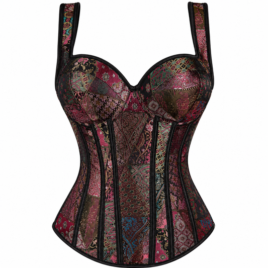 Regal Rebellion burgundy brocade corset by KDDH