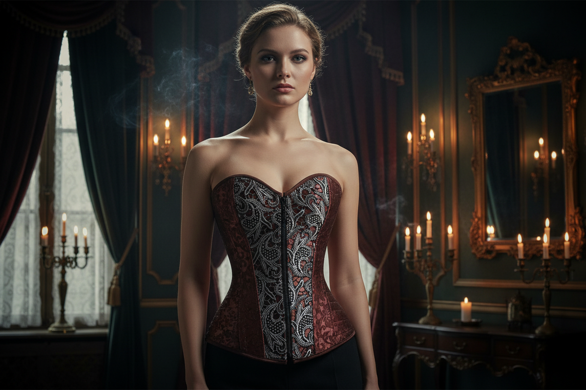 Victorian Era Corset styled on model